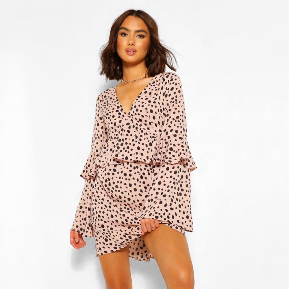 Boohoo Smock Ruffle Dress